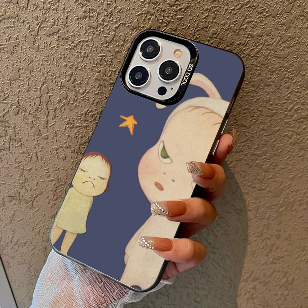 Contemporary Art Yoshitomo Nara Phone Case Color Silver Shell For LPhone 17 16 16e 15 14 13 12 11 Pro Max Plus
