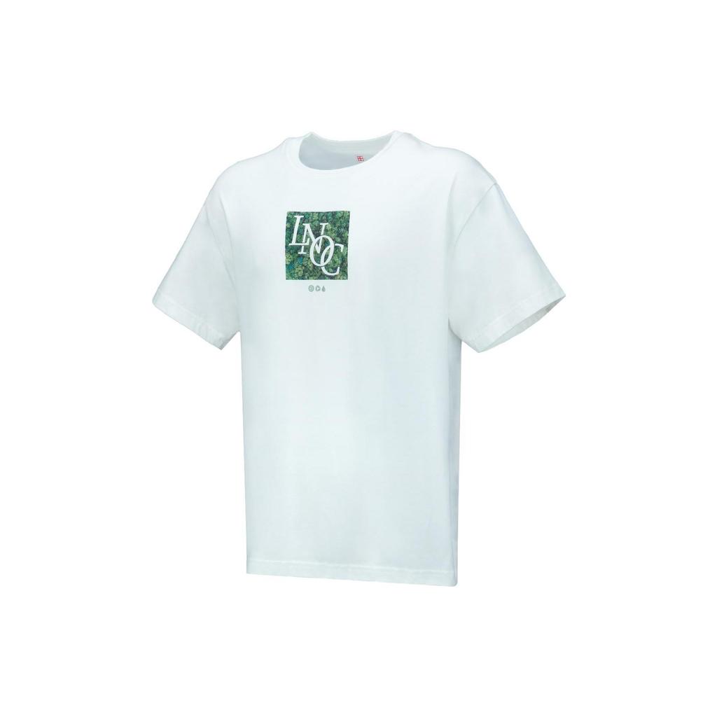 Li Ning T Shirts Unisex White Crew Neck Moderate Straight Fit AHST129-1