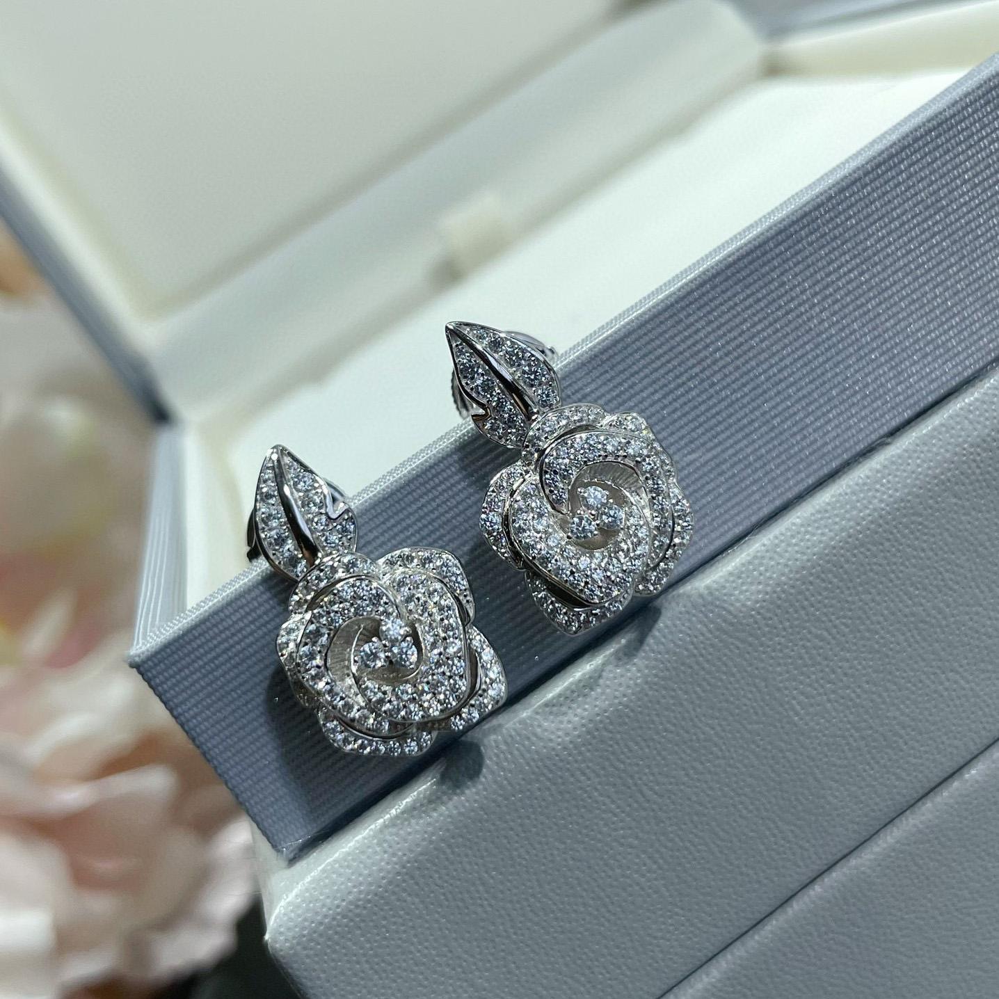 

New Hot Brand Trend Earrings Luxury Jewelry for Women Fashion Diamond Designer Eardrop Pure 925 Sterling Silver Rose Ear Stud серебряный