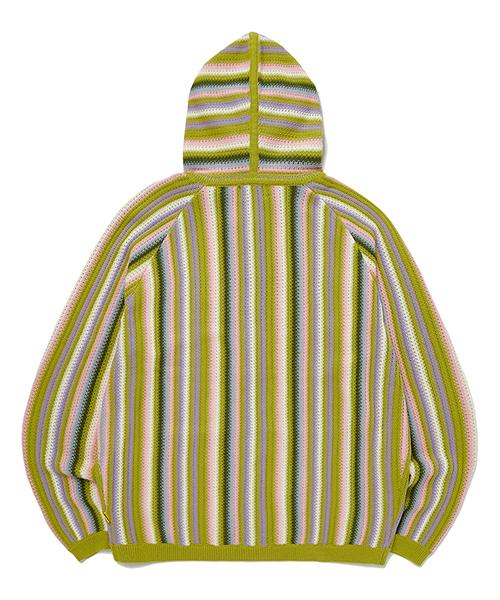 Wkndrs Stripe Knitted Zipup (Green)