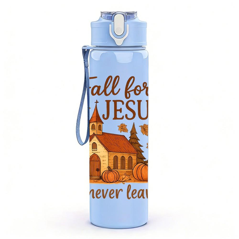 1PC Fall for Jesus Church Scene 750ml Color Plastic Sports Water Bottle Leakproof Flip Straw Lid Suitable for Sports Office Home Use