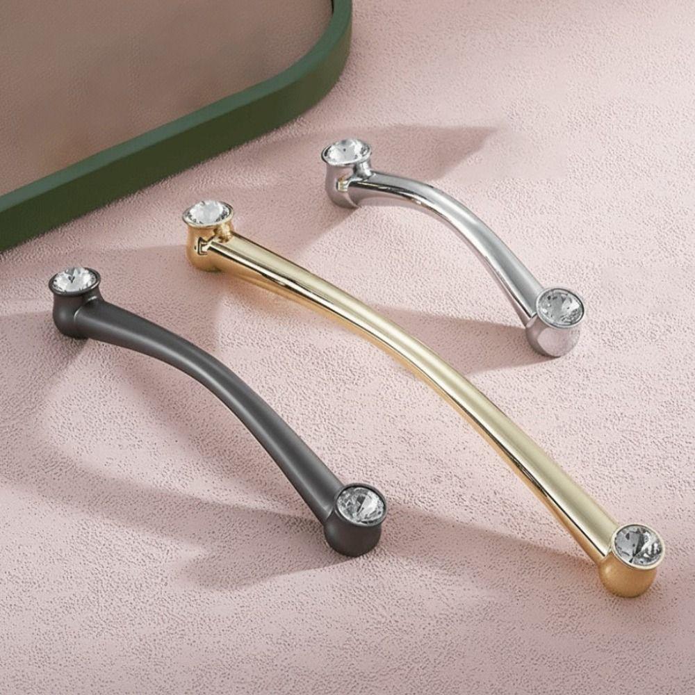 Gold Finish Cabinet Handles Zinc Alloy Wardrobe Handles Elegant Furniture Hardware Shoebox Storage
