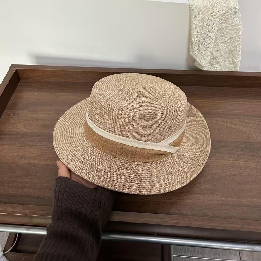 Platt hatt dam sommar strand semester stor skärm solskydd solhatt mode platt topphatt