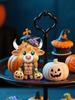 Halloween Highland Cow Figurine Halloween Highland Cattle Dwarf Resin Statue Home Desktop Porch Decoration Halloween Decor