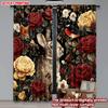 2D Flat Printing 2pcs Happy Valentine's Day Scene Curtain Rose Rabbit Pattern   Worn Red Earth Color Digital Printed Polyester