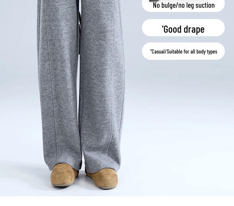 Elegant Minimalist High-Waisted Wool Wide-Leg Pants for Women - Autumn/Winter 2025 Collection
