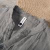 Men Summer Shirt V Neck Stand Collar Short Sleeves Vinatge Solid Color Loose Simple Style Mid Length Pullover Office Daily Wear Top