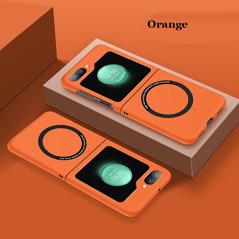 

Матовый магнитный чехол для ПК с защитой от отпечатков пальцев для Samsung Galaxy W22 W23 W24 Z Flip 6 5 4 3 Flip5 Flip6 Автомобильный адсорбционный противоударный чехол-накладка Z Flip6 оранжевый