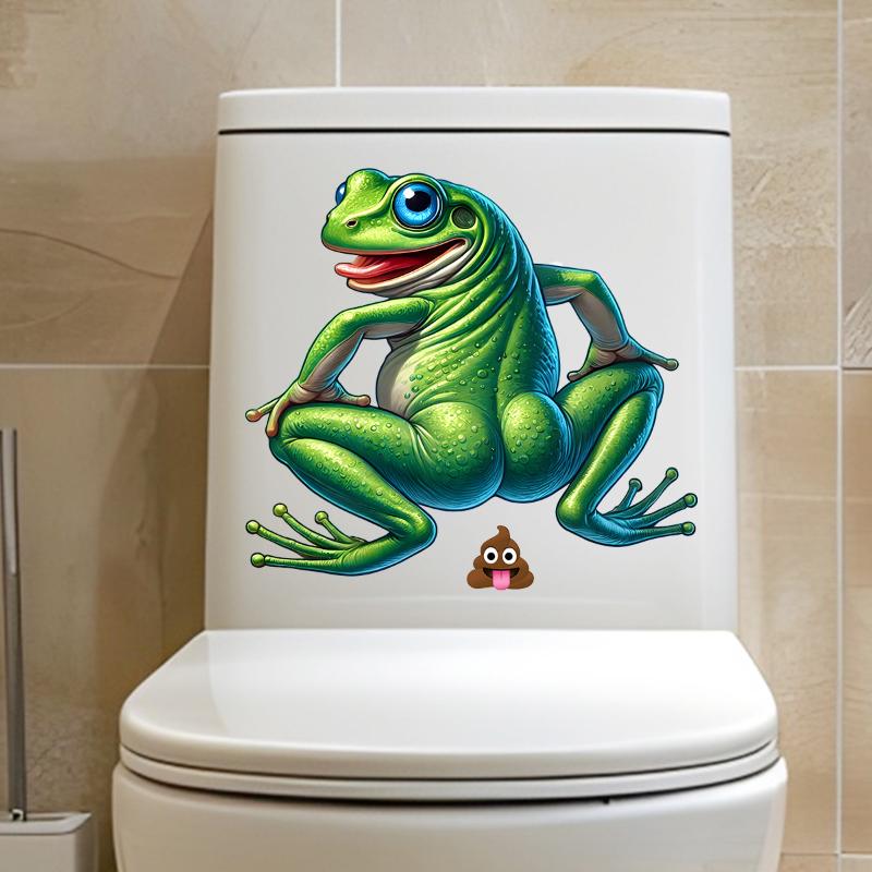 Adesivo de Vaso Sanitário de Sapo de Desenho Animado Autoadesivo Impermeável Decalque de Banheiro Decoração de Vaso Sanitário e Casa Decalques de Carro Autoadesivos