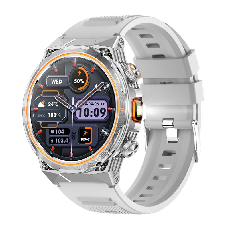 Men AK81 Smart Watch Flashlight Outdoors Multi-Sports Fitness Tracker Bluetooth Calling Health Monitoring Smartwatch