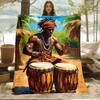 Afrikanische traditionelle Trommelmusik Thema Flanell bedruckte Decke geeignet für alle Jahreszeiten geeignet für Wohnbüro Sofa und Reise