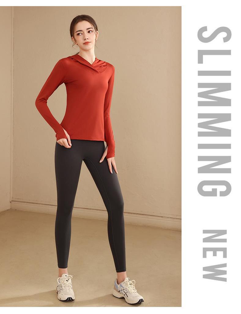 Women's Peach Heart Slim Fit Hoodie - Breathable Long Sleeve Fitness & Yoga Top