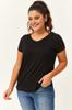 Damski styl Duży rozmiar T-shirt Plus rozmiar Dekolt w serek Podstawowa krótka koszulka z krótkim rękawem Czarny T-shirt