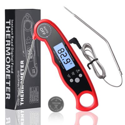 Sourcingbay Dual Probe Thermometer, Cookware, Digital, Fast Reading, with Alarm Function, Compatible with Oil, Milk, Meat, Coffee, Bath, and More, Red