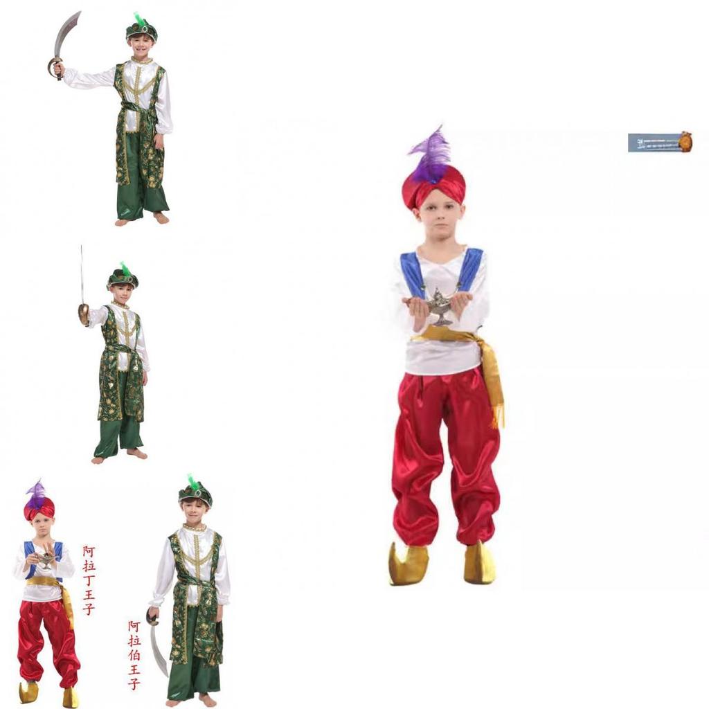 Elegant Arabian Prince Halloween Costume For Children Featuring Polyester And Unique Style