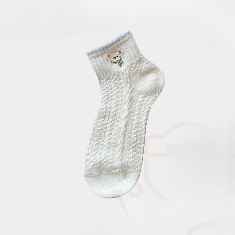 Süße Weiße Socken - Sommerliche Leichte reine Baumwolle Low-Top Sportsocken mit Atmungsaktiven und Schweißabsorbierenden Designs, mit Cartoon-Mustern.
