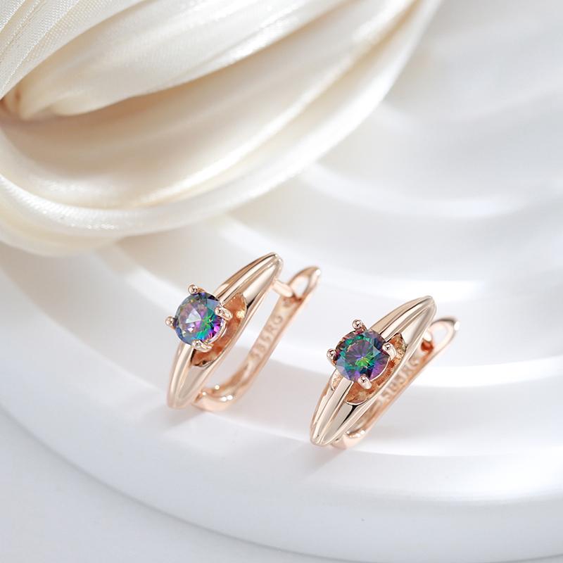 Simple  Rose Gold Color Wedding Drop Earrings For Women Trend Colorful Natural Zircon Accessories Daily Fine Jewelry