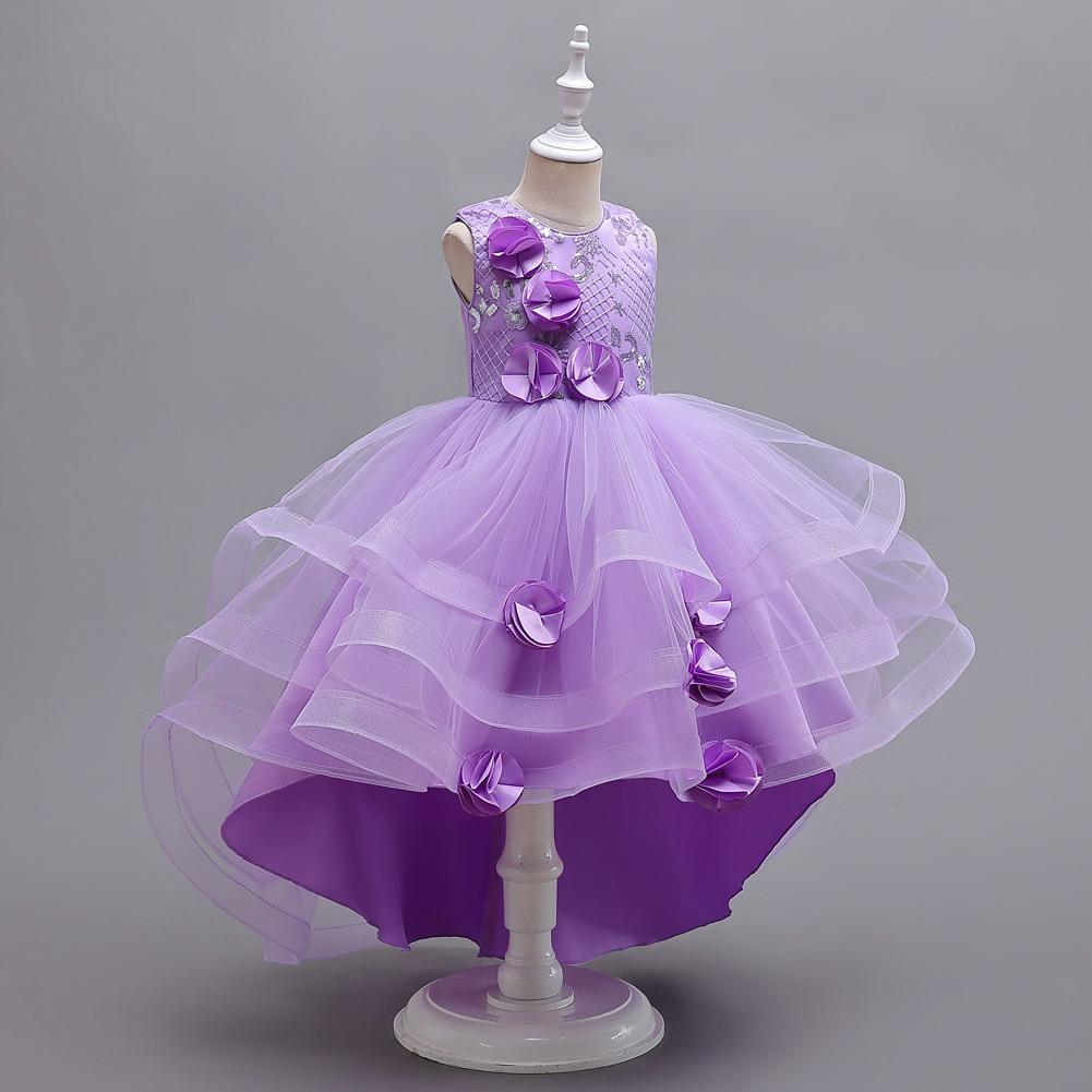 Abiti da cerimonia per bambine, abiti stile principessa con strascico, outfit da passerella per bambine, outfit da hostess, outfit per recital di pianoforte, gonne in tulle, abiti da sera
