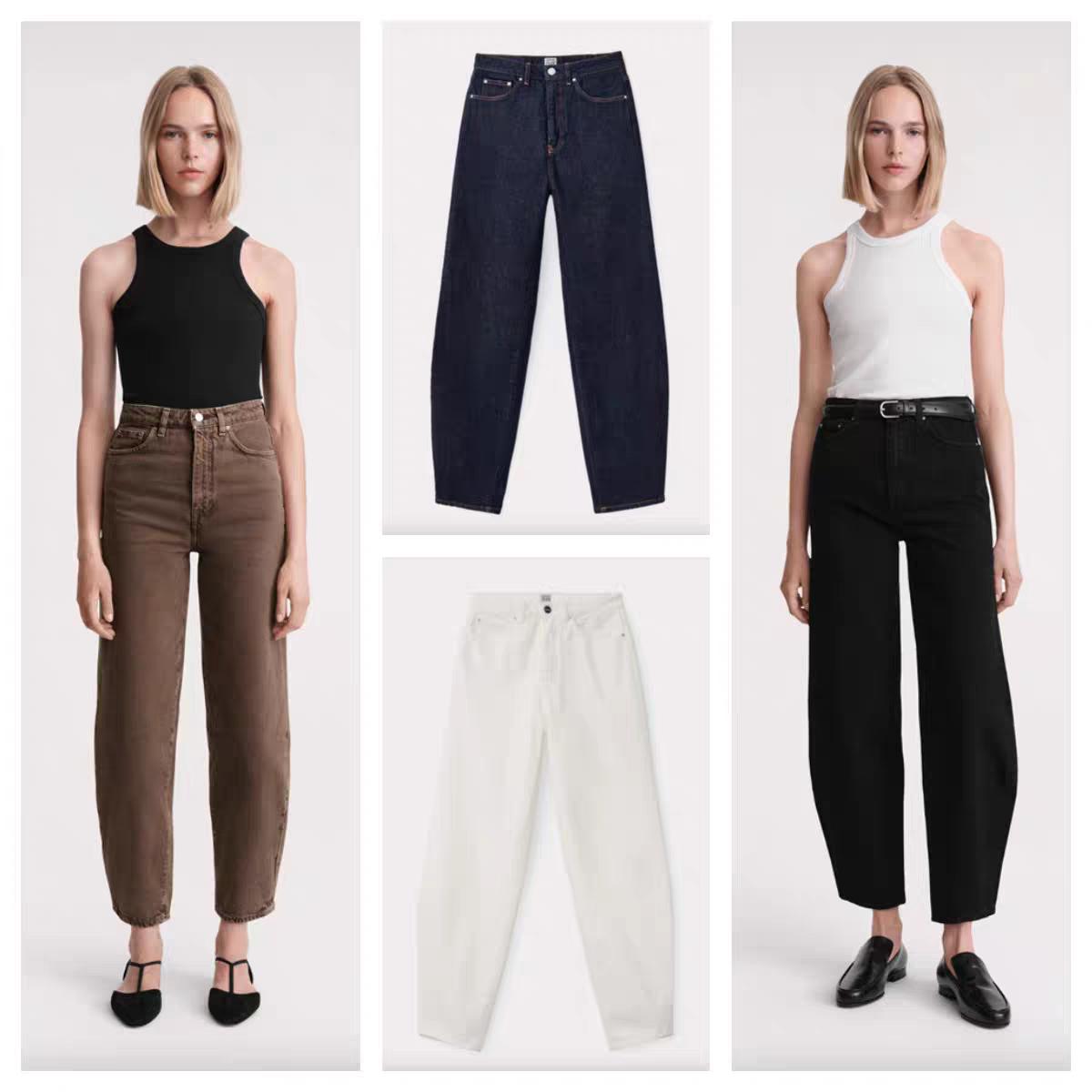 

Discount! Totme Sweden High-Waisted Wide-Leg Curved Cotton Jeans 29 темно-синього кольору