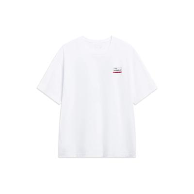 Lining Série Skateboard T-shirt à Manches Courtes Coupe Ample Lettre Imprimée Tops Unisexe Blanc AHST087-4