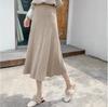 Autumn Winter Knitting Solid Color Pleated Skirt Female High Waist All-match Mid-length A-line Skirt