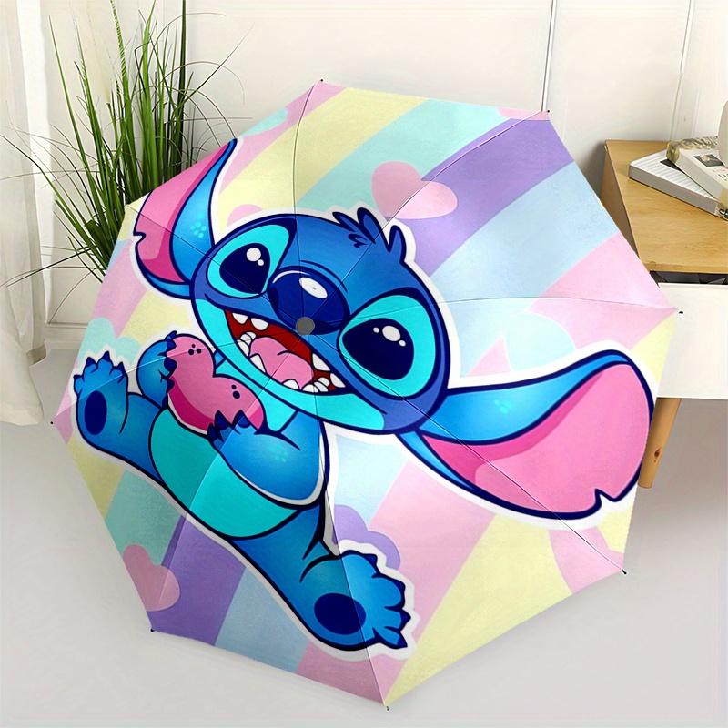 1pc Stitch,Heart Automatic Folding Umbrella: Compact 8-Bone Design Cartoon Outdoor Travel Companion, Business Umbrella, Christmas Valentine'