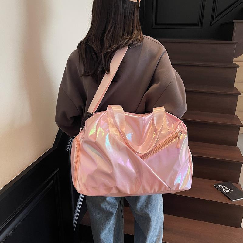 New colorful aurora glossy travel bag men's large-capacity hand luggage bag leisure sports fitness bag women