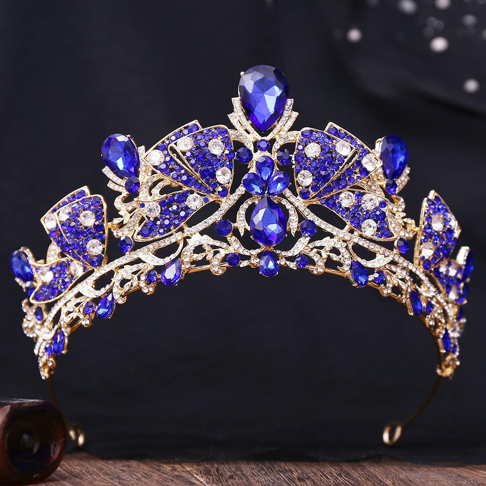 

DIEZI Korean Sweet Pink Purple Rhinestone Crystal Opal Tiara For Women Party Luxury Bridal Bride Crown Hair Accessories Jewelry