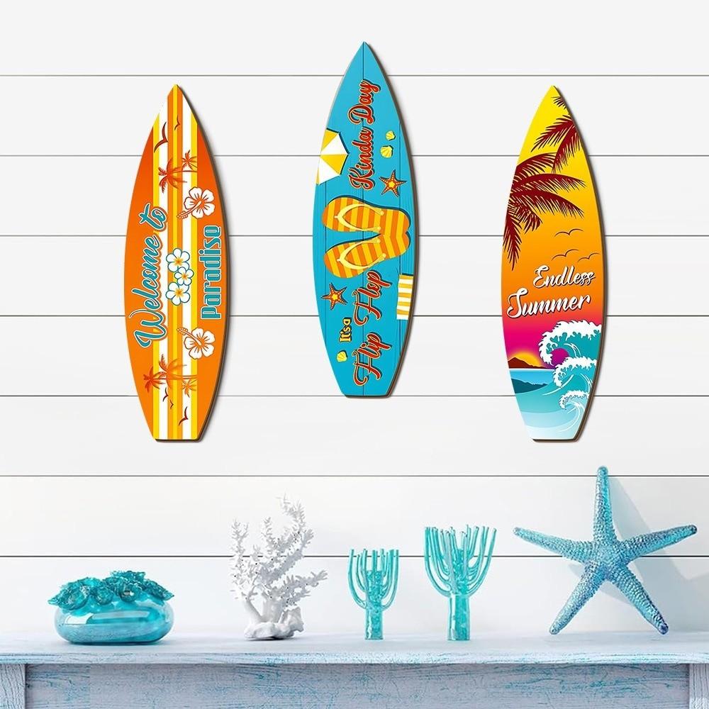 Summer Beach Themed Surfboard Wall Hanging Retro Surfboard Ornaments Beach Party