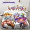 Roupa de Cama com Padrão Son Goku, Conjunto de Colcha Capa de Colcha Fronha Presente de Aniversário para Casa (1 capa de edredom + 2 fronhas, sem enchimento.)
