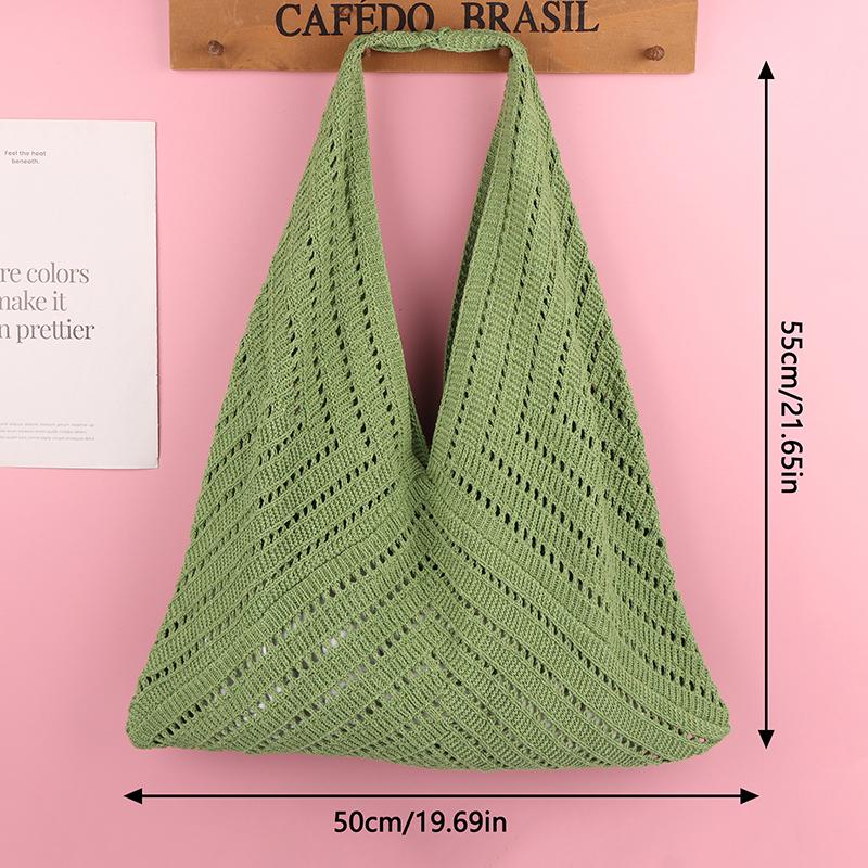 Artistic Style Colorful Knitted Bag Fashionable Casual Shoulder Bag Large Capacity Fresh Commuter Tote Bags For Women Gift