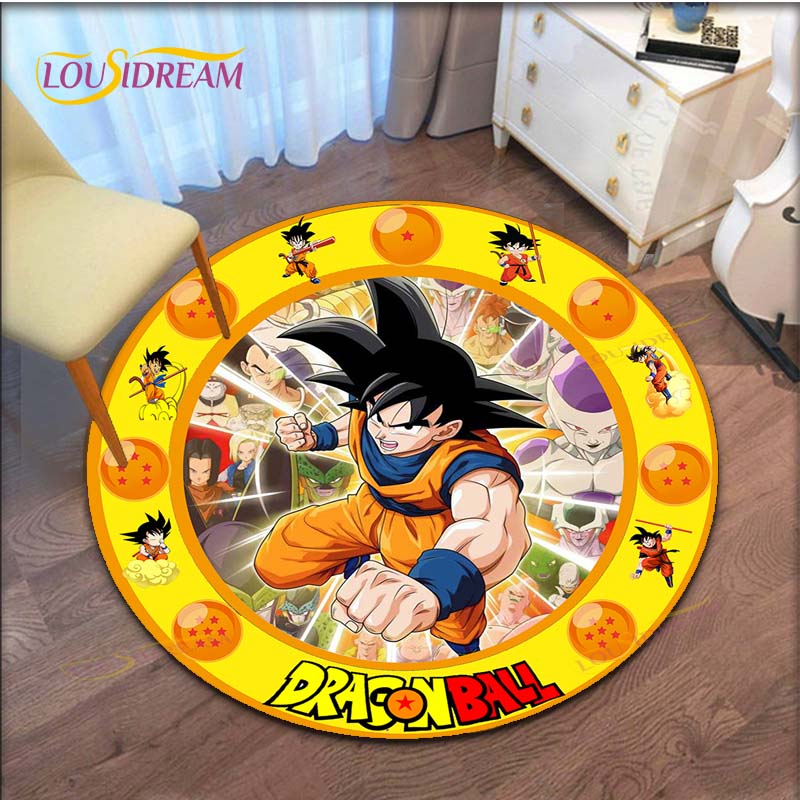 GOKU Carpet Cartoon Dragon Ball Non-slip Floormat Area Rug Round Play Mat for Playroom Kidsroom  Rugs for Bedroom