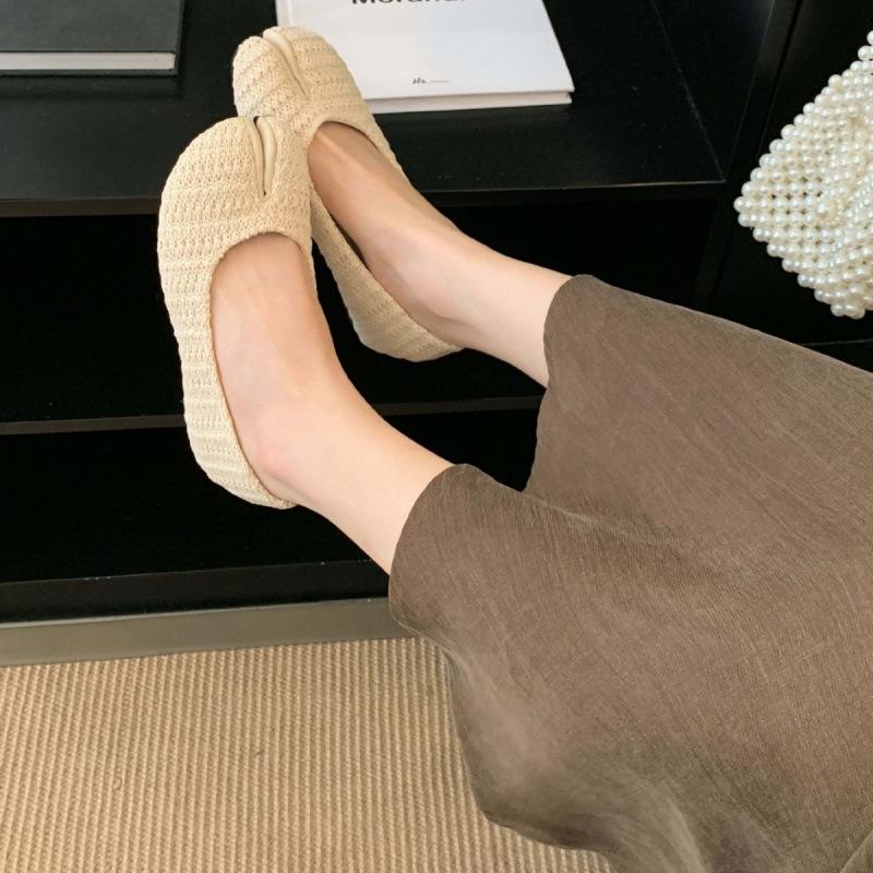 

2025 ранняя осень новая нишевая мягкая подошва с раздельным носком внутренняя высота увеличение одинарная обувь простое плетение 39 темно-коричневого