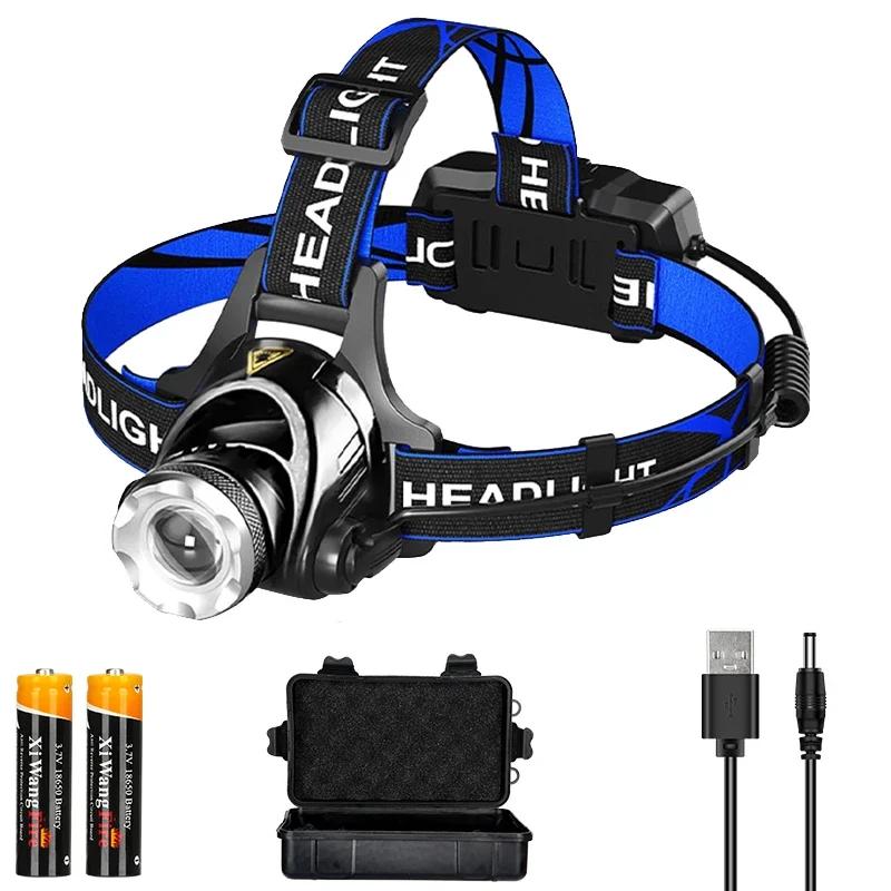 Super Brigh LED Induction Headlamp USB Rechargeable Headlight Aluminium Alloy Outdoor Waterproof Head Lamp High Lumen Head Torch