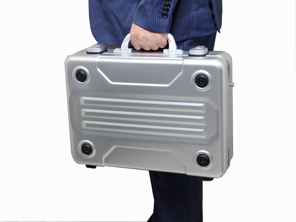 Aluminum Attache Case 42cm B4 Size Wide Width 12cm PC Storage Pocket Pen Holder TSA Lock Document Holder For Business Trips Overnight Use Quiet Auto