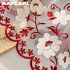 1PC NAPEARL French Countryside Embroidery Short Sheer Curtain, Translucent Wavy Bottom Cabinet Window Partition Gauze Curtain Home Decor