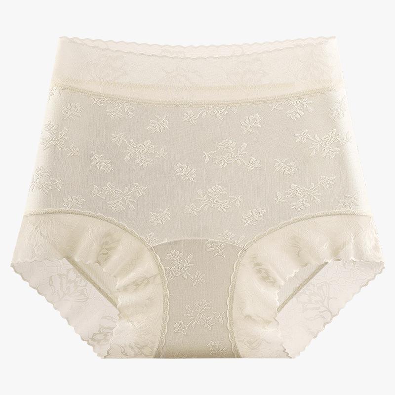 Женские Весенние и Летние Легкие Роскошные Жаккардовые Бесшовные Дышащие Антибактериальные Треугольные Трусы с Высокой Талией L зелёный