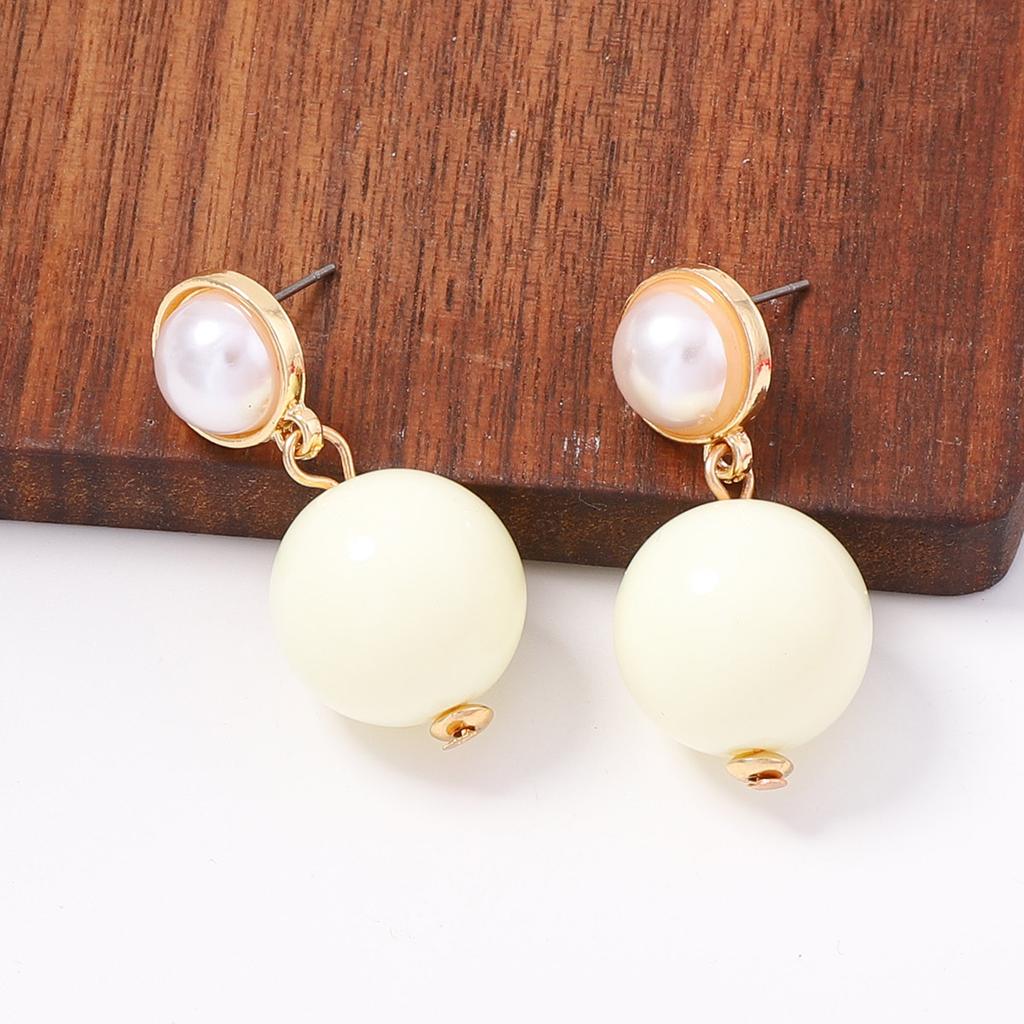 Fashion Trend Macaron Contrast Color Bead Earrings Simple Personality Age Reduction Daily Commuter Party Versatile Woman