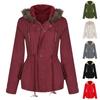 Veste classique en coton à capuche, manches longues, couleur unie, fermeture éclair, mode femme