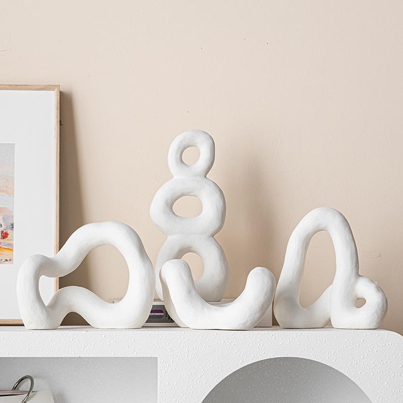 Ceramiczne Rękodzieło Geometrycznie Wygięta Fajka Abstrakcyjna Pusta Krzywa Figurki Dekoracyjne Akcesoria do Dekoracji Domu