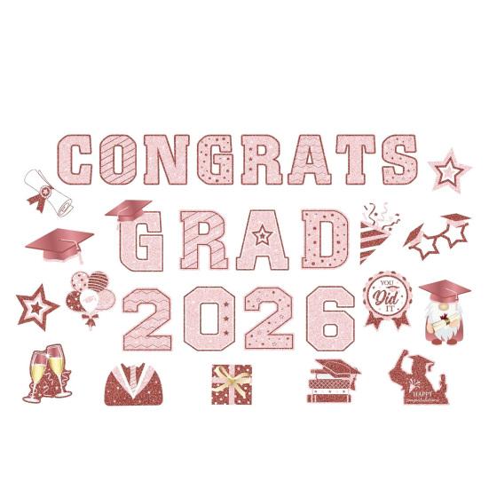 

30Pcs Graduation Car Magnetic Stickers Waterproof Reusable 2026 Senior Grad Car Decorations Bumper Magnets for Refrigerator Metal Surfaces Party K