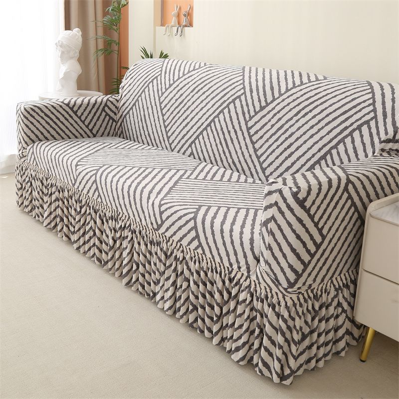 

Классический эластичный чехол на диван с юбкой - Смесь полиэстера и спандекса, Универсальная защита мебели для кресел и диванов до 4-х мест 1-seat 90-140cm