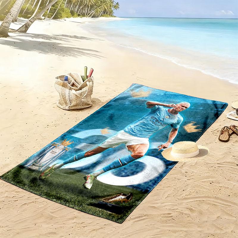Erling Haaland König Strandtuch, Großes Weiches Schnelltrocknendes Handtuch für Strand Camping Schwimmen