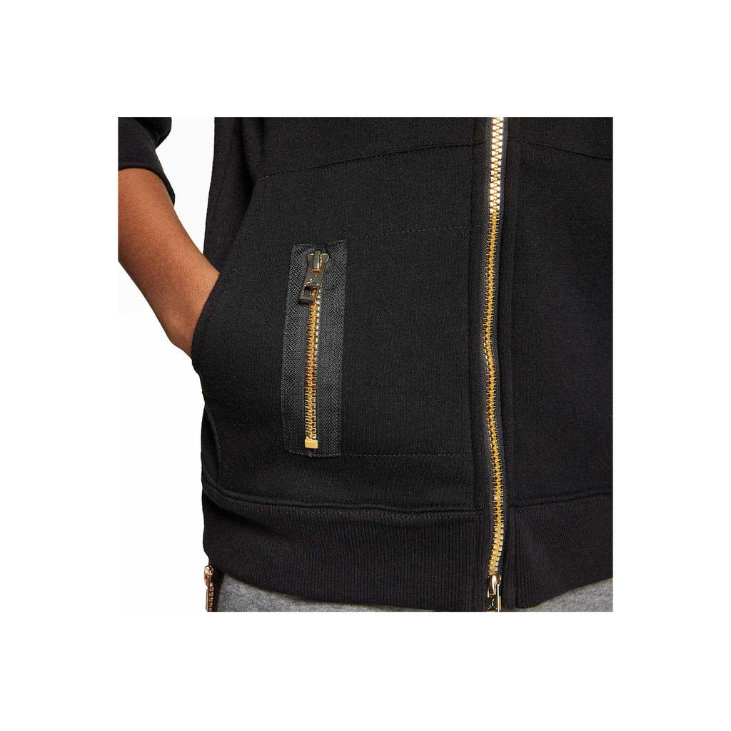 Jordan Logo Print Zip-Up Hooded Jacket Kids Outerwear Black HA5386-023