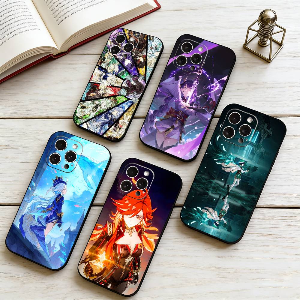 Seven Archons of Genshin Impact Phone Case For iPhone 17, 16,15,14,13,12,11 Plus,Pro Max, Others Soft Black Cover