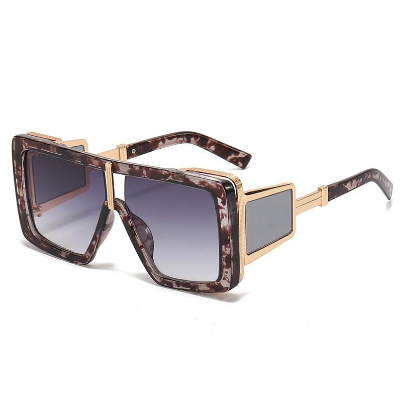 New Luxury Retro Leopard Gradient One Piece Women Sunglasses Double Beam Design Rock Punk Style Men Sun Glasses Uv400