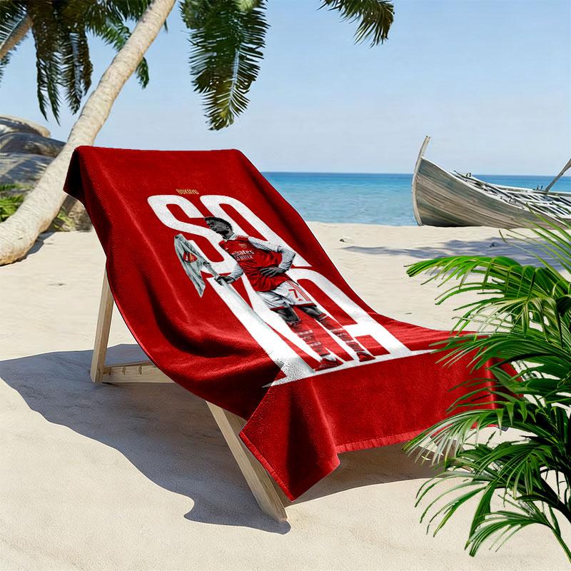 Bukayo Saka Fire Beach Towel, Large Soft Quick Dry Towel for Beach Camping Swimming