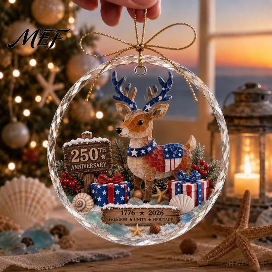 Acrylic Ornaments for Living Room Ocean Themed Christmas Ornaments, Lighthouse/Wreath/Santa Claus/Xmas Tree/Snowman/Deer Hanging Holiday Home