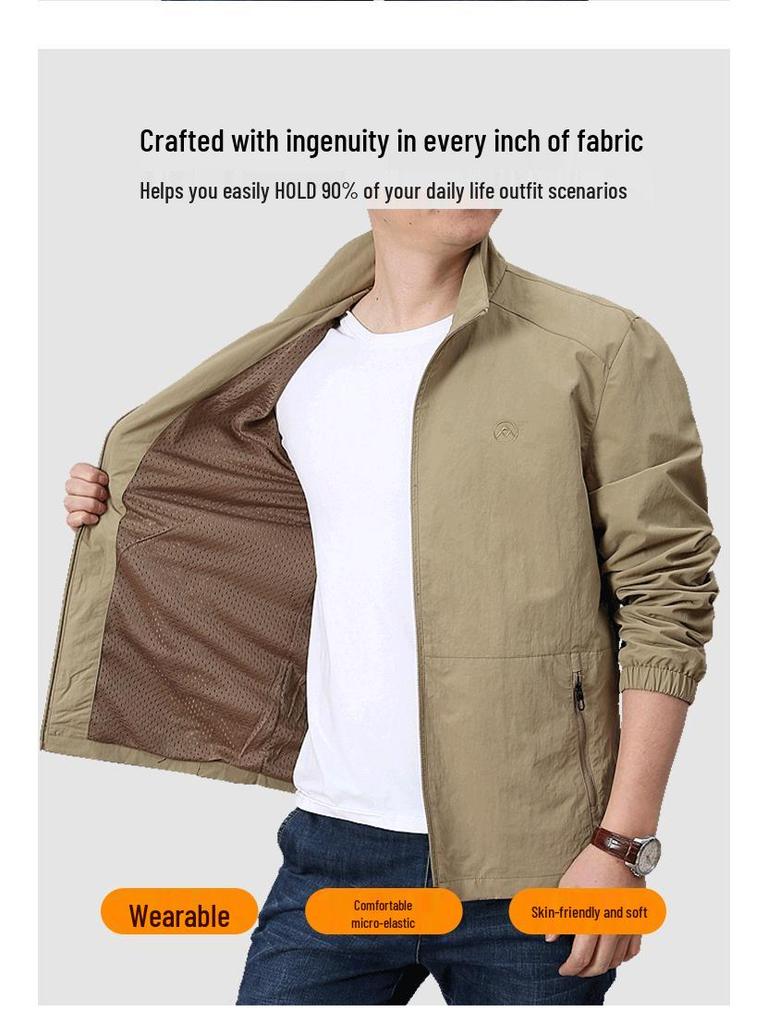 5722 Spring Men's Breathable Casual Jacket - Lightweight, Loose, Stylish Outerwear for Middle-Aged Men