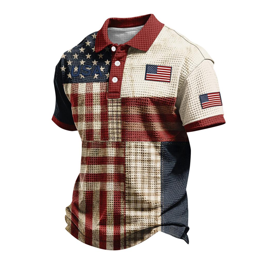 Men's Single Breasted Button Down Short Sleeved Casual And Comfortable Top